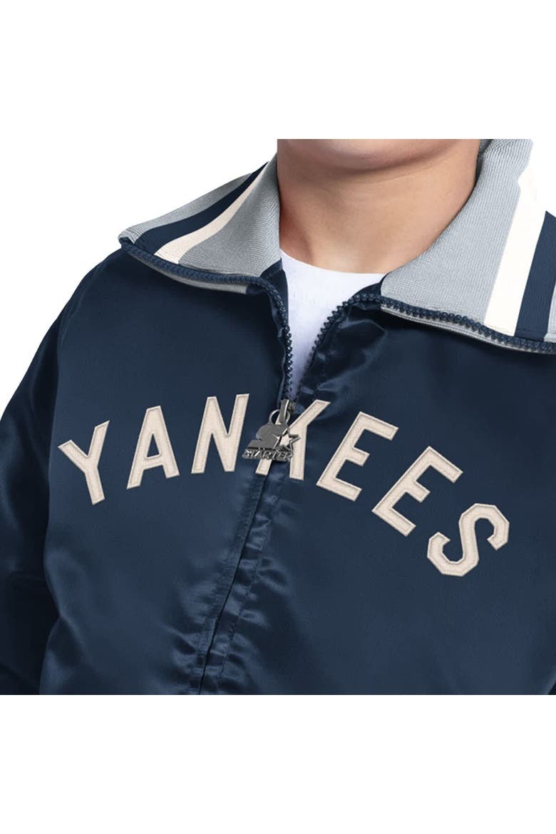 Youth Starter  Navy New York Yankees The Captain Jr. Cooperstown Collection Full-Zip Varsity Jacket, Alternate, color, Navy