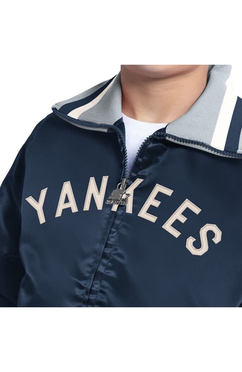 STARTER Youth Starter Navy New York Yankees The Captain Jr. Cooperstown Collection Full-Zip Varsity Jacket, Alternate, color, Navy