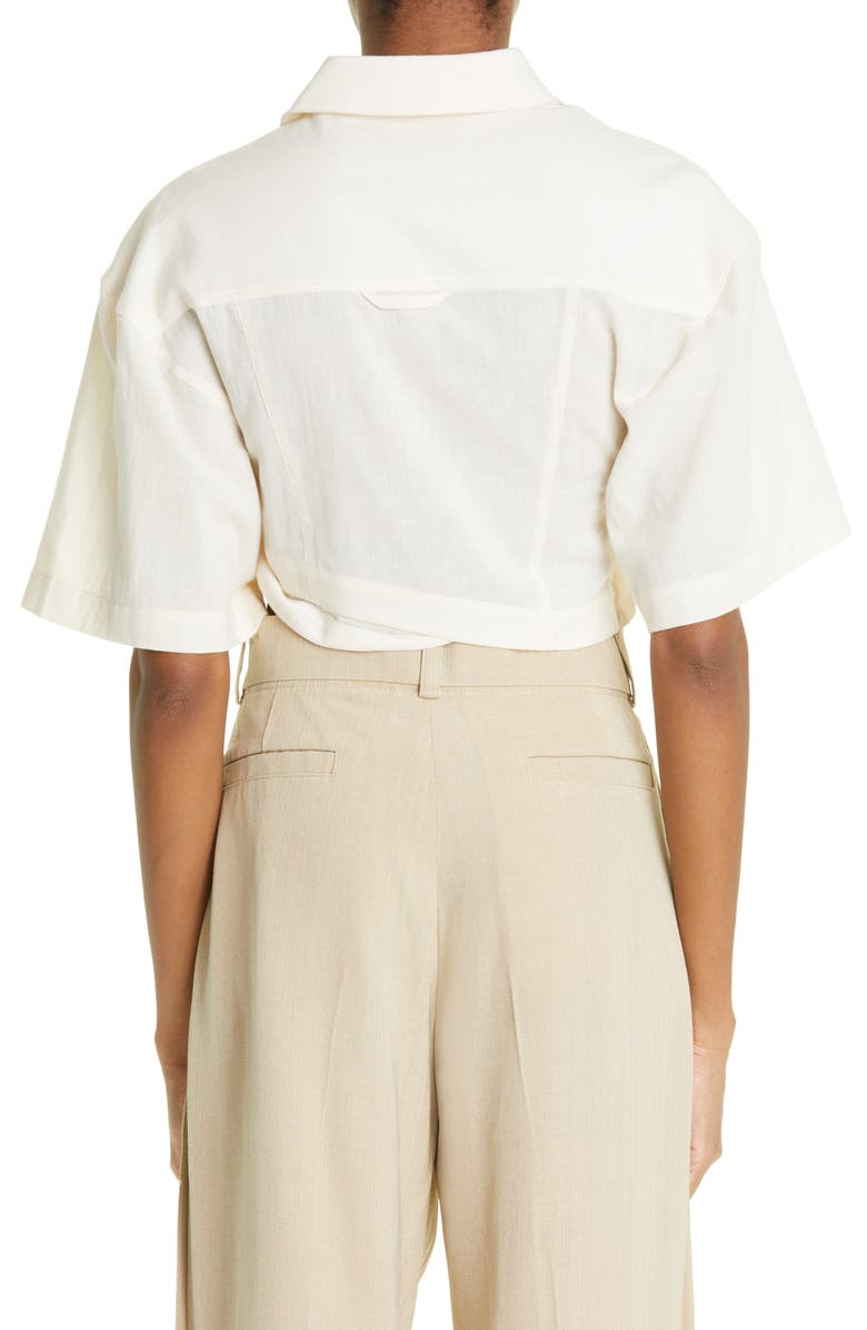 Jacquemus La Chemise Capri Twist Cotton Shirt, Alternate, color,
