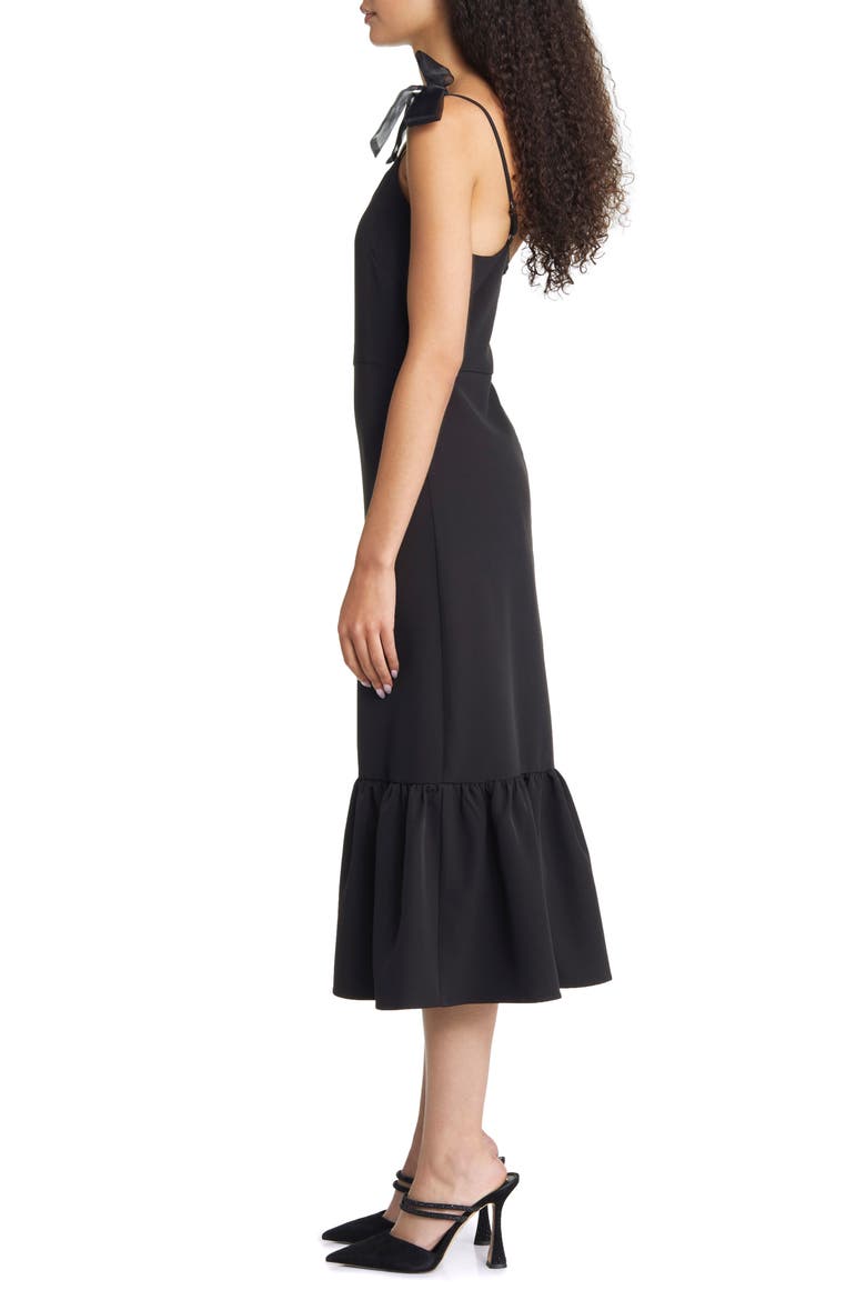 What a Gift Bow Strap Cocktail Midi Dress, Alternate, color, BLACK
