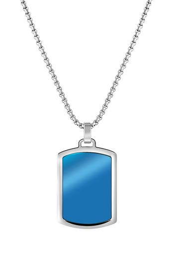 Van Heusen Dog Tag Pendant Necklace In Blue