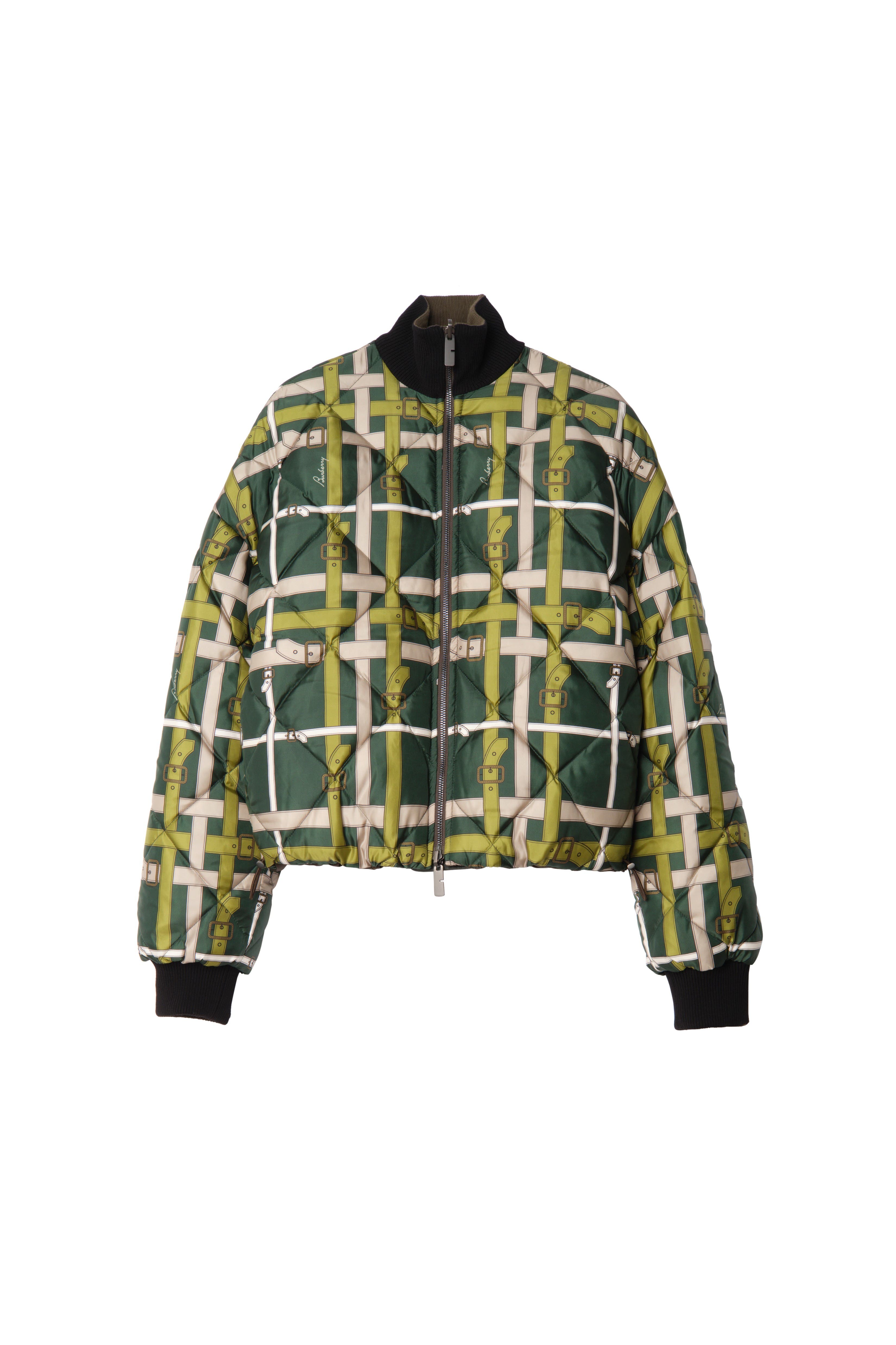 Cropped Reversible Belt Check Nylon Jacket - image 2