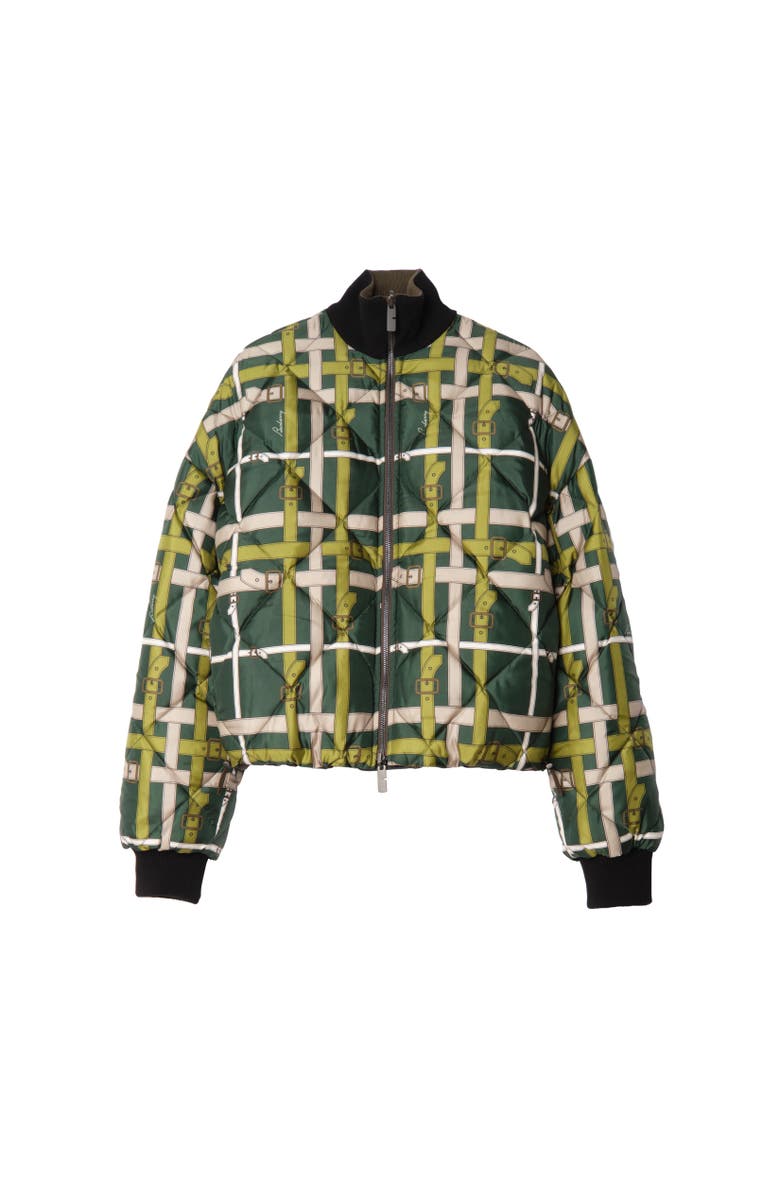 Burberry Cropped Reversible Belt Check Nylon Jacket, Alternate, color, Marsh Green