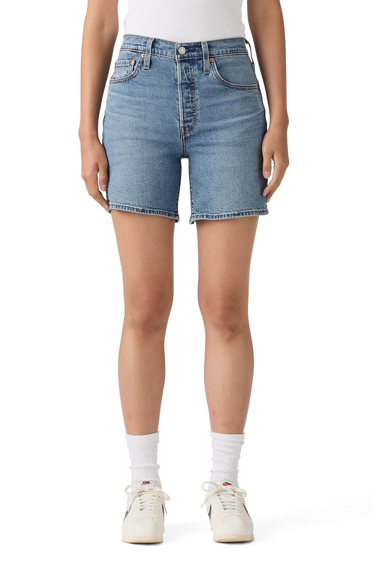 501® Mid Thigh Denim Shorts, Main, color, PEN RING LTW