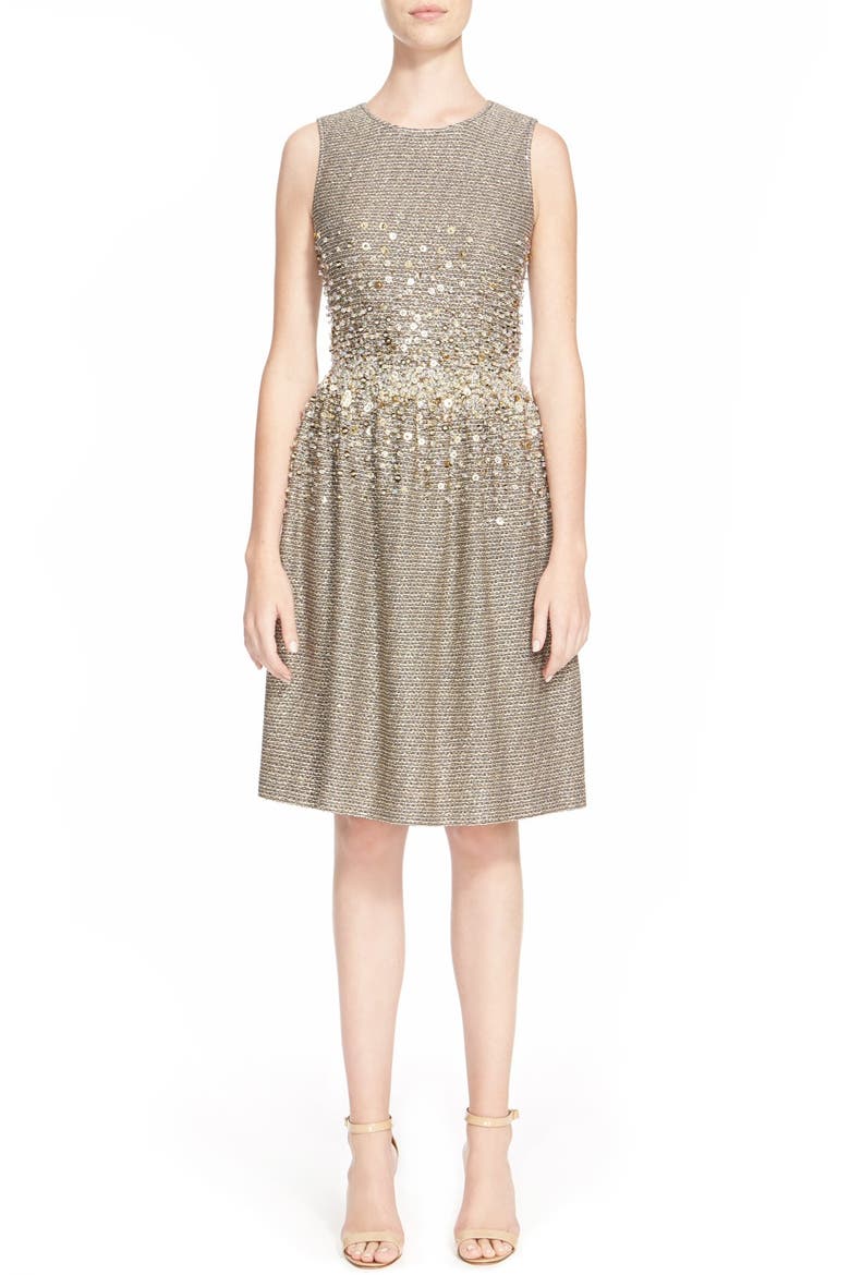 Hand Beaded Bauble Knit Dress, Main, color, GOLD/ QUARTZ MULTI