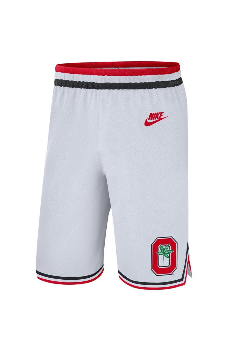 Nike Men's Nike White Ohio State Buckeyes Retro Replica Performance Basketball Shorts, Alternate, color, 