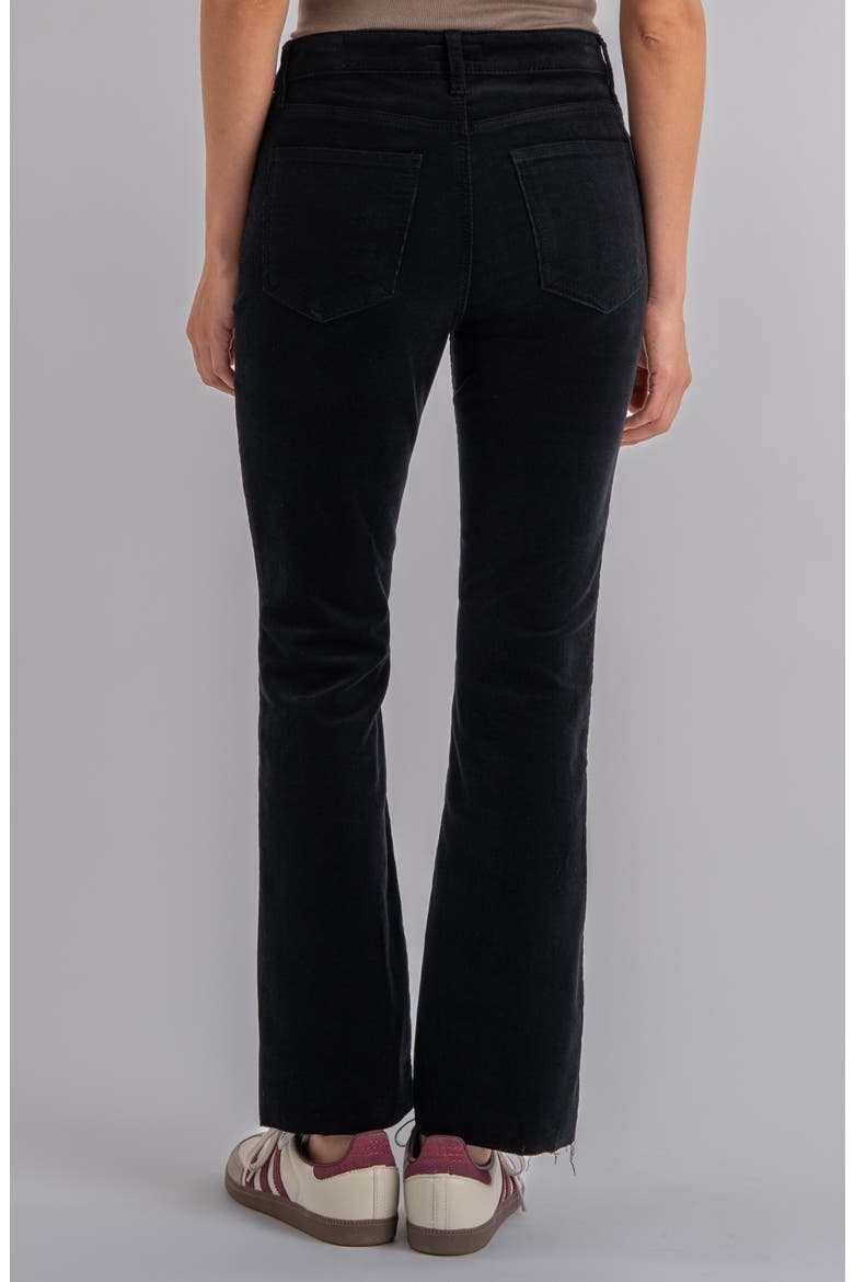 Kelsey Fab Ab High Waist Raw Hem Ankle Kick Flare Corduroy Pants, Alternate, color, BLACK