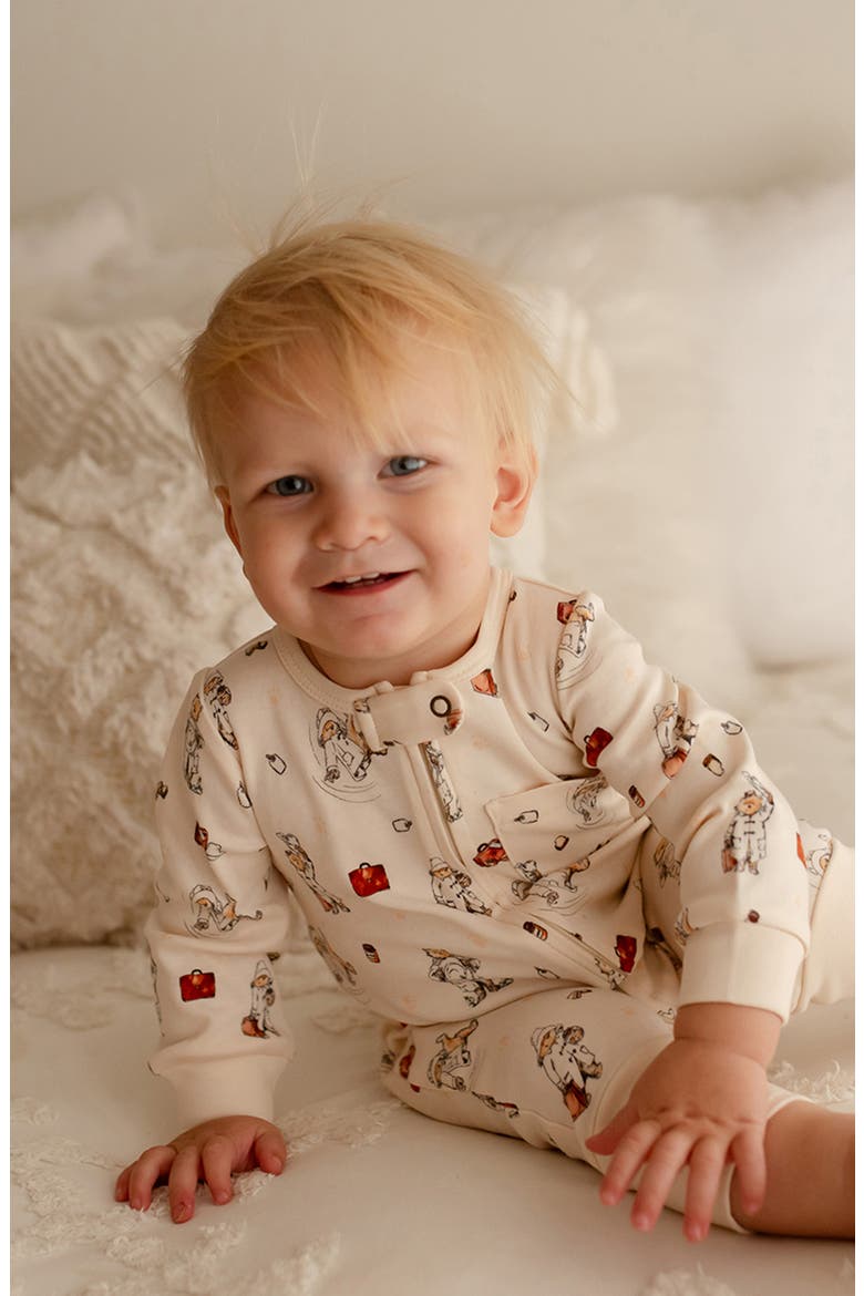 Adventure Paddington Organic Cotton Zip Romper, Alternate, color, ADVENTURE PADDINGTON