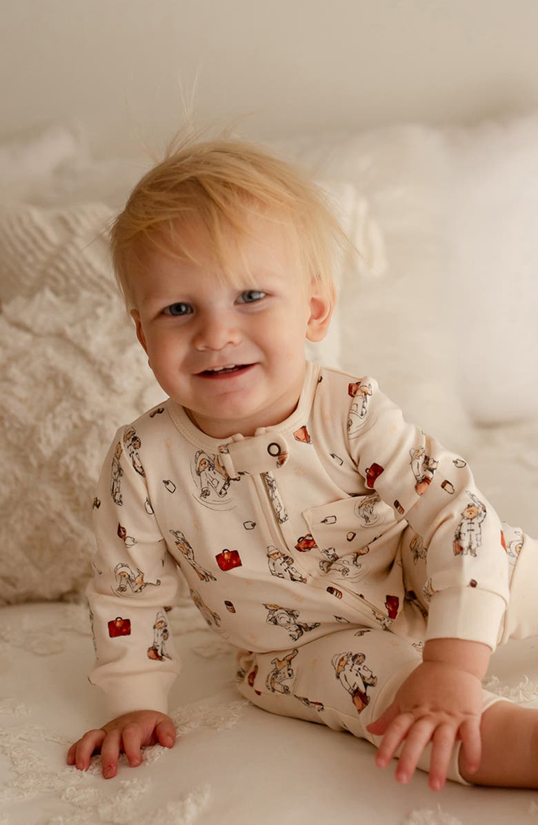 L'ovedbaby Adventure Paddington Organic Cotton Zip Romper, Alternate, color, Adventure Paddington