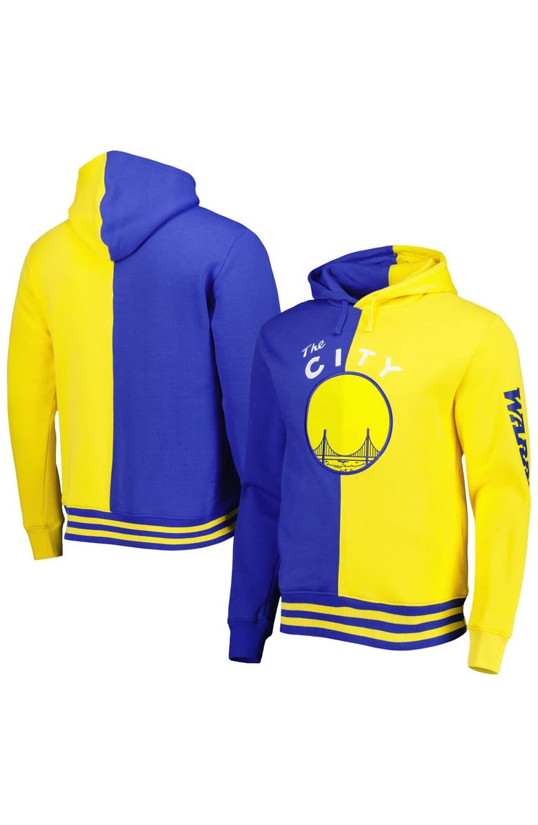 Mitchell & Ness Men's Mitchell & Ness Royal/Gold Golden State Warriors Hardwood Classics Split Pullover Hoodie, Main, color, Royal