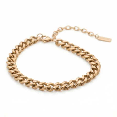 Alize Necklace 18k Gold Plated 14" 12mm Width Curb Chain with 4" Extender