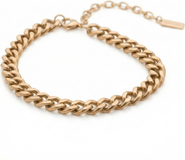 Bliss Diamond Alize Necklace 18k Gold Plated 14" 12mm Width Curb Chain with 4" Extender