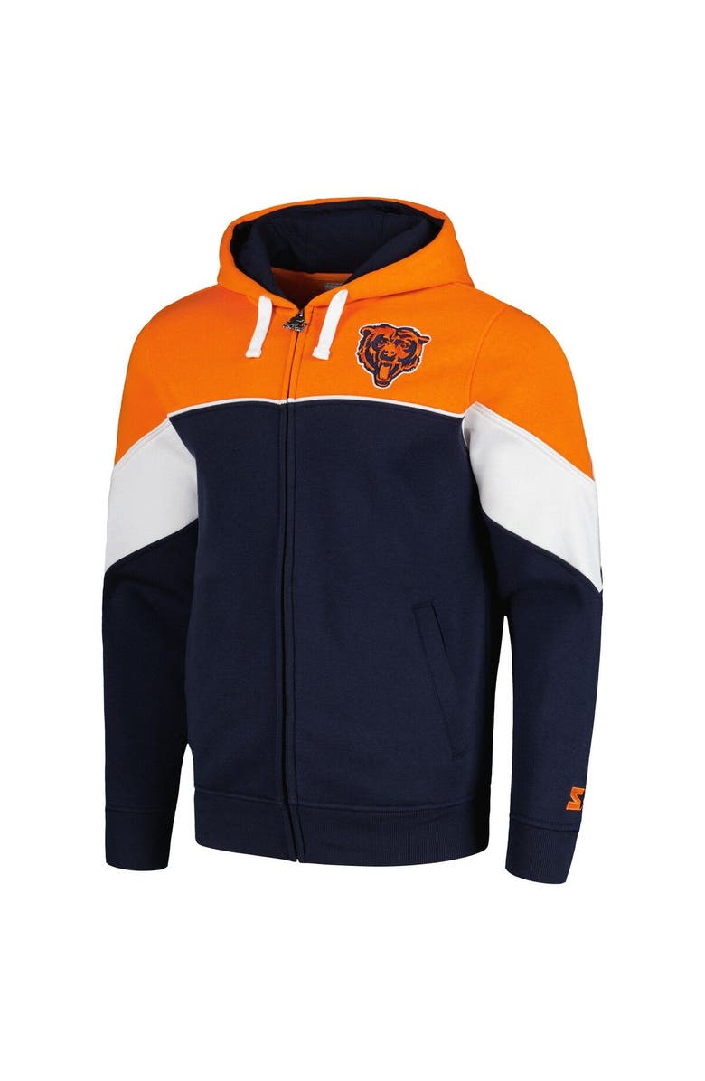 STARTER Men's Starter Navy/Orange Chicago Bears Running Back Full-Zip Hoodie, Alternate, color, Navy