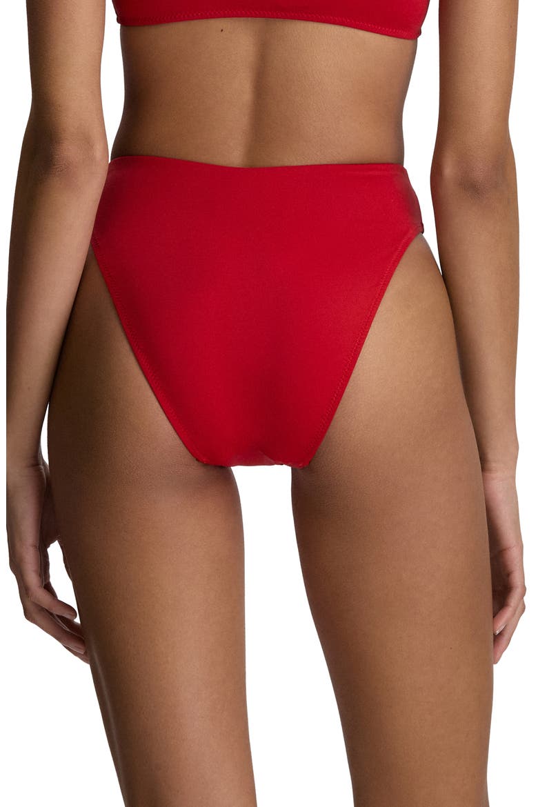Modern High Cut Bikini Bottoms, Alternate, color, CRUISE RED