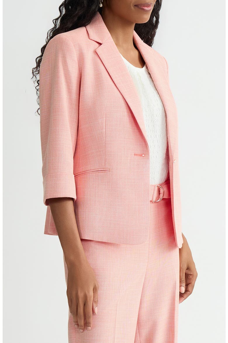 Cuff Sleeve One-Button Blazer, Alternate, color, MANDARIN/ VANILLA ICE