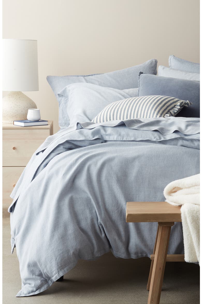 Lyocell & Linen Duvet Cover & Shams Set, Alternate, color, BLUE CHIP