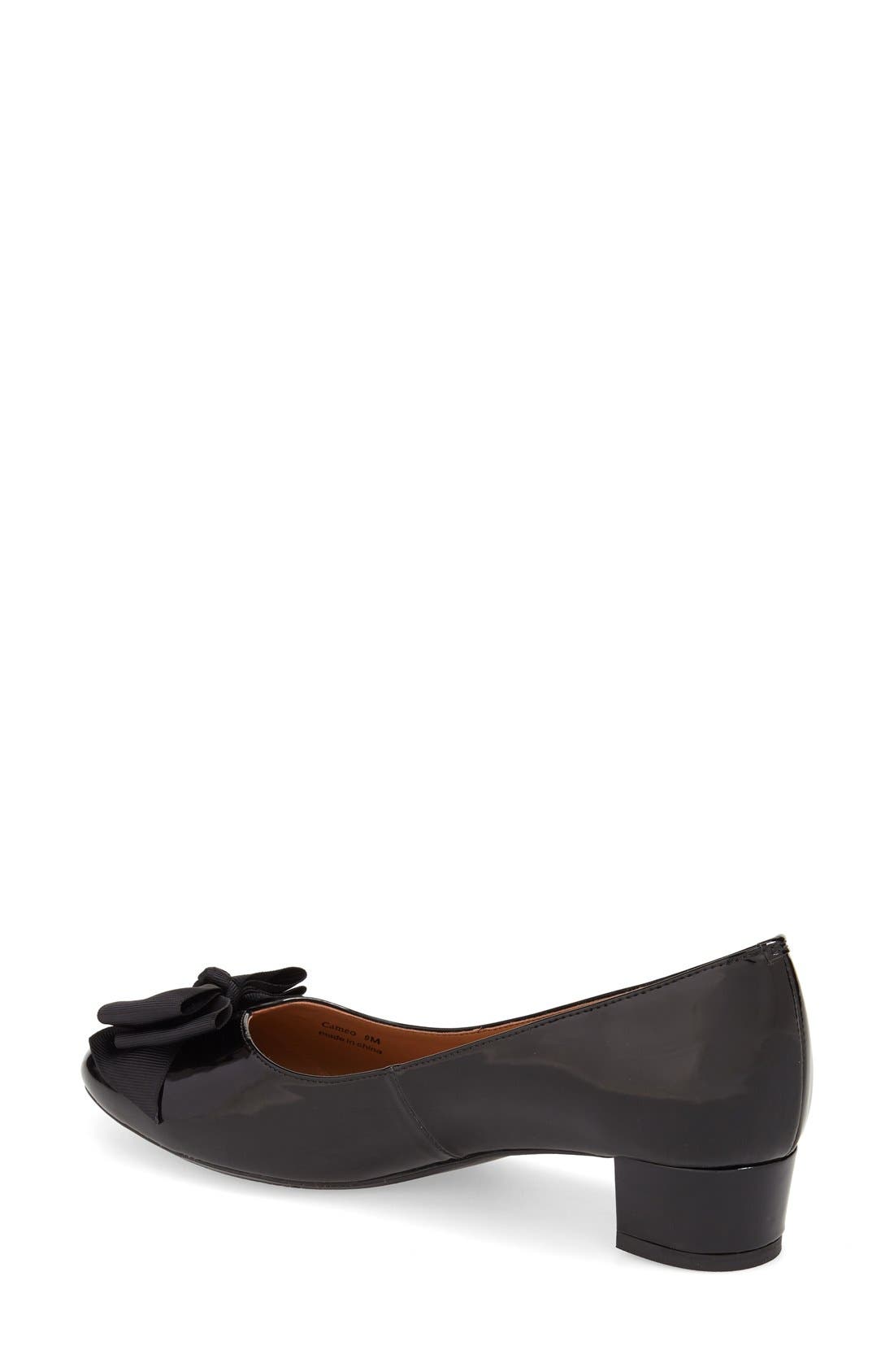 Cameo Bow Pump, Alternate, color, BLACK FAUX PATENT