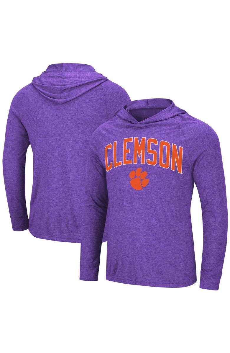 COLOSSEUM Men's Colosseum Heathered Purple Clemson Tigers Big & Tall Wingman Raglan Hoodie T-Shirt, Main, color,