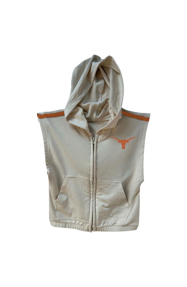 Wes & Willy Girls Toddler Wes & Willy Tan Texas Longhorns Tri-Blend Sleeveless Full-Zip Hoodie & Tiered Skirt Set, Alternate, color, Tan