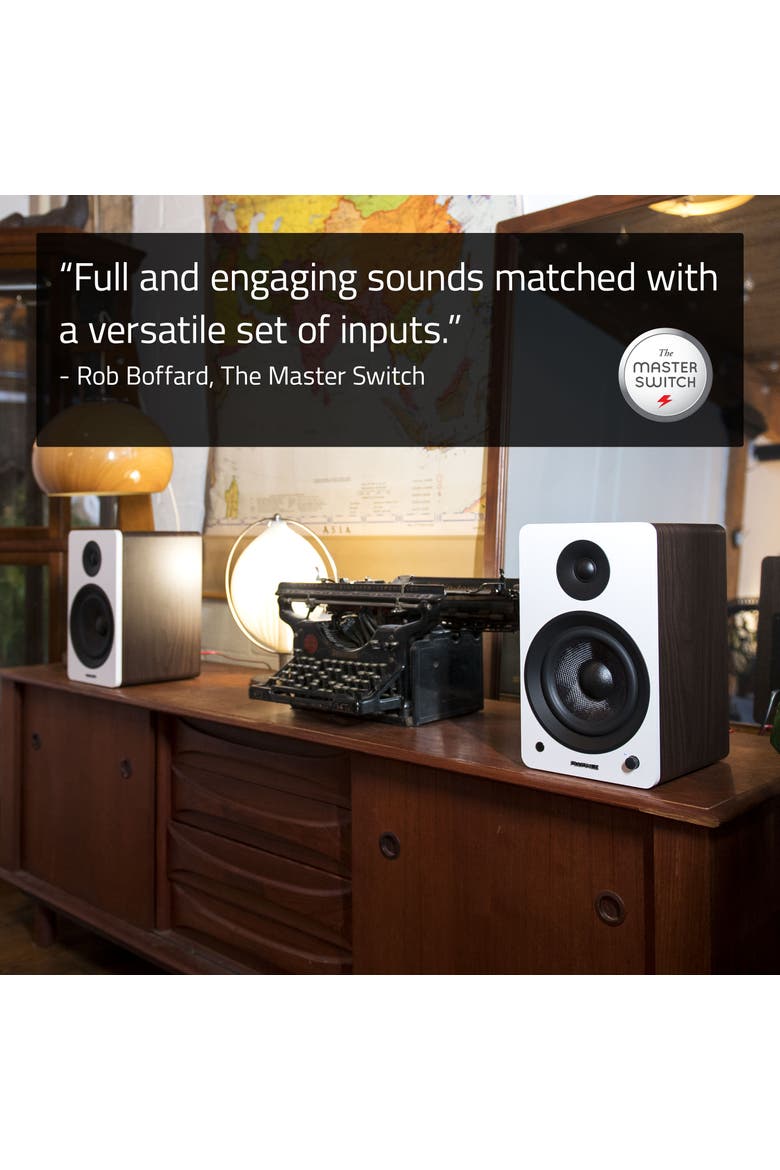 Powered 6.5'' Stereo Bookshelf Speakers for Turntable, TV PC & Bluetooth, Alternate, color, Natural Walnut