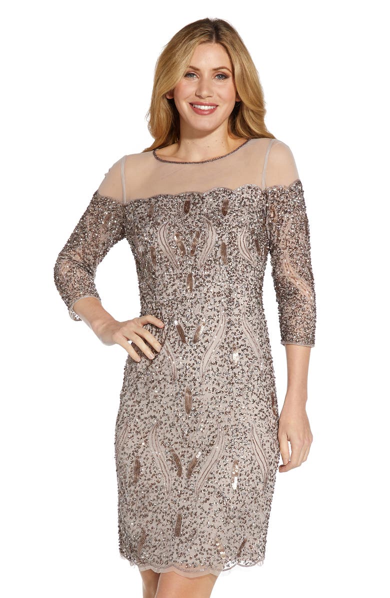 Adrianna Papell Beaded Sheath Dress, Alternate, color, 
