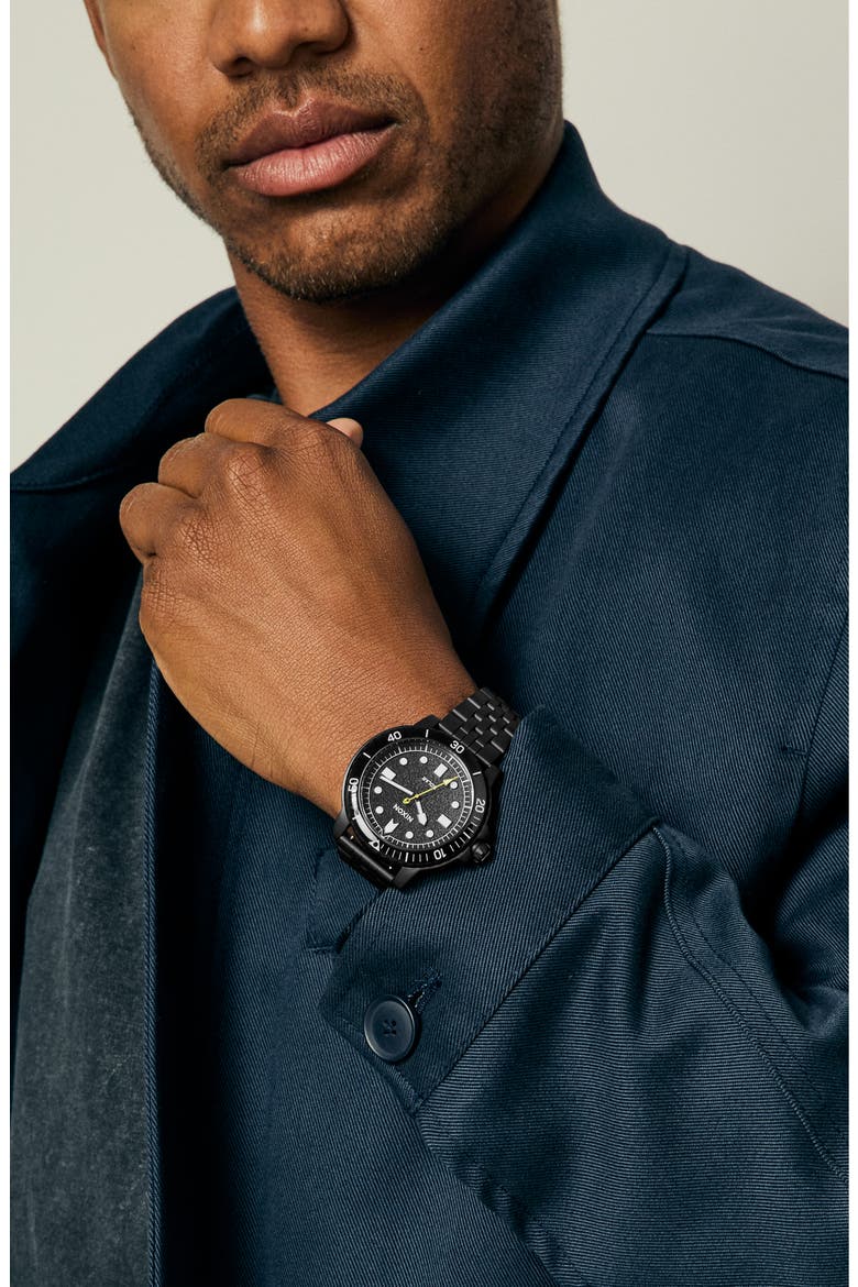 The Stinger Dive Bracelet Watch, 44mm, Alternate, color, ALL MATTE BLACK / BLACK
