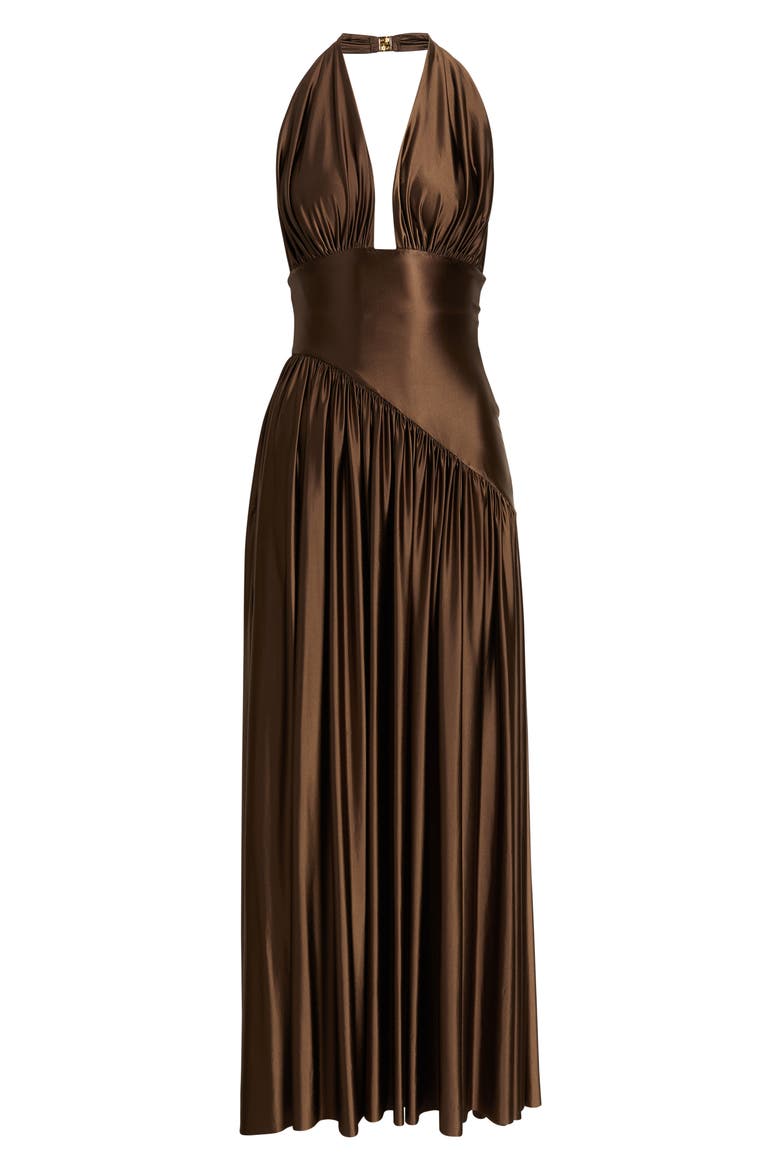 Rae Halter Gown, Alternate, color, BROWN