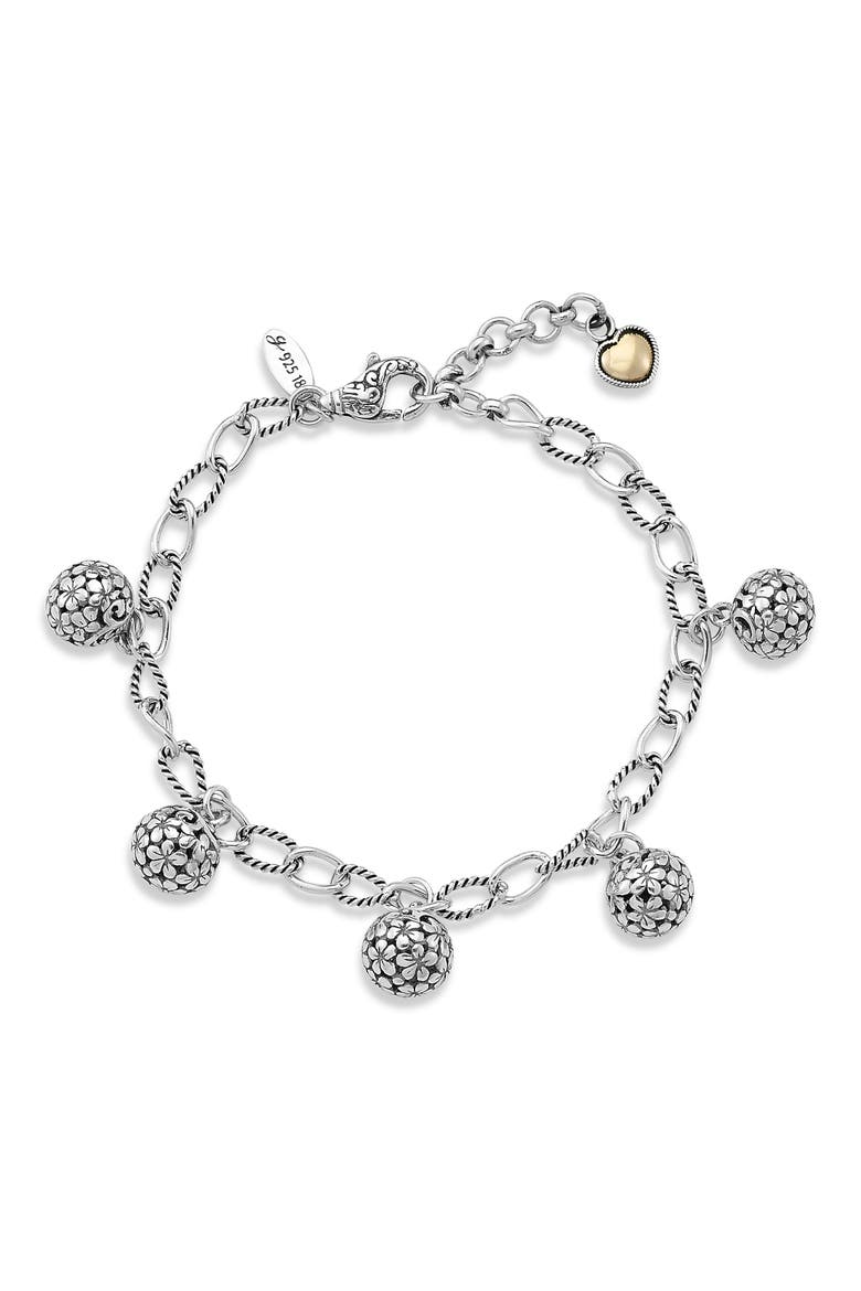 Flower Charm Bracelet, Main, color, SILVER AND GOLD