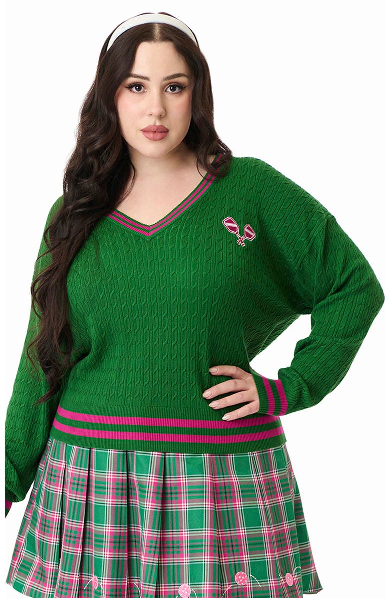 Unique Vintage Plus Size Drop Shoulder Sweater, Main, color, Green