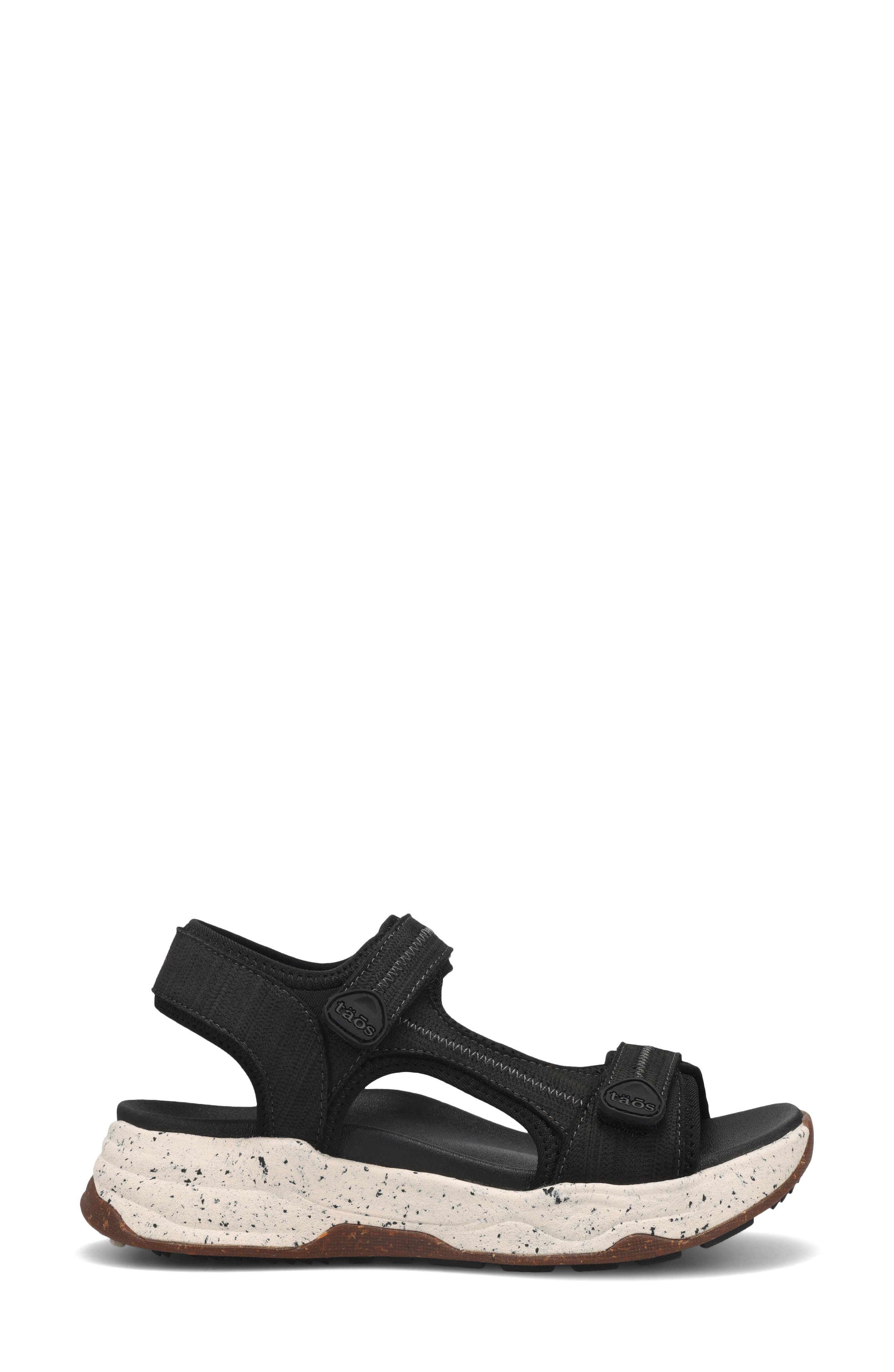 Taos Super Side Sandal, Alternate, color, Black Emboss