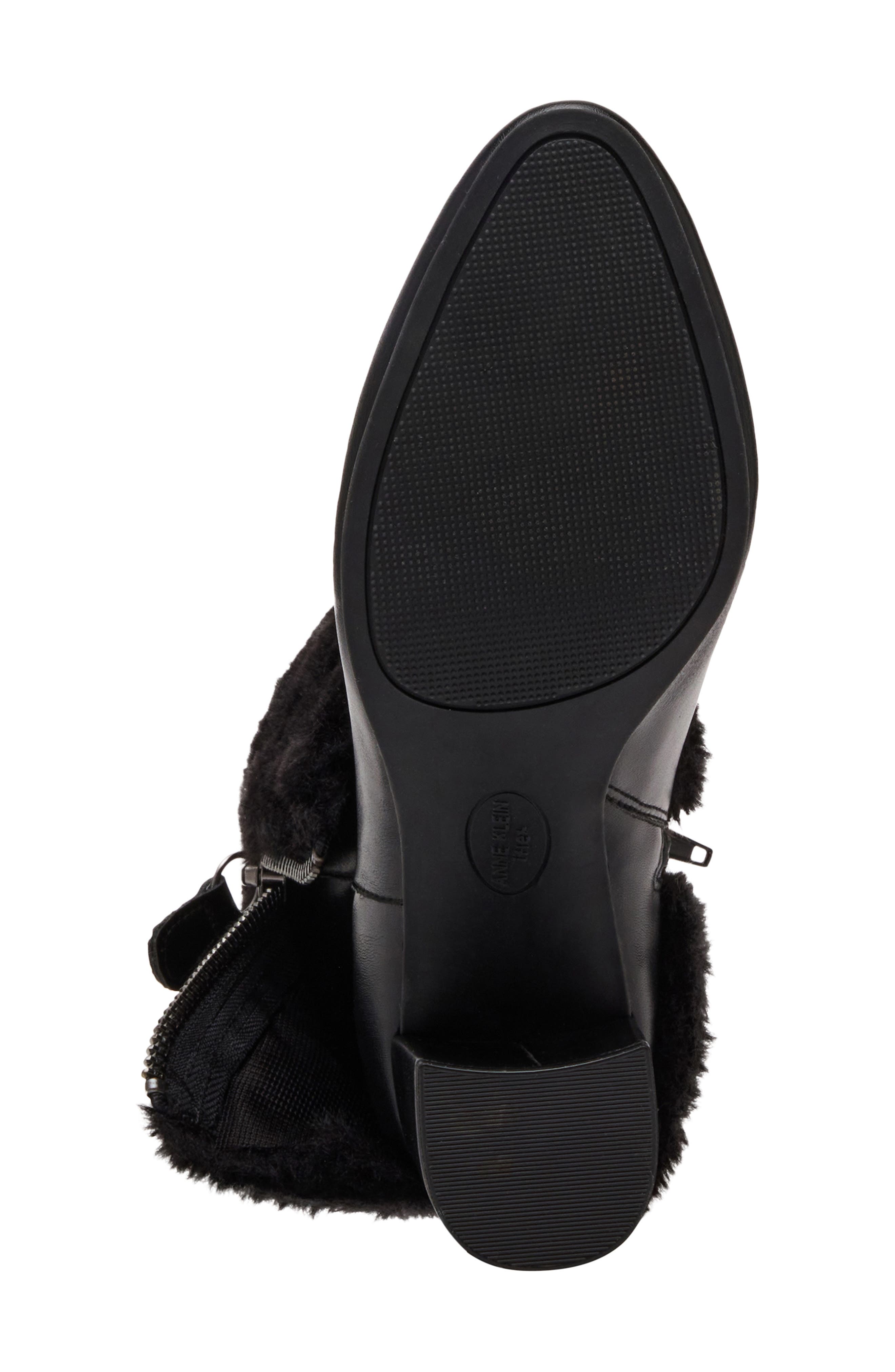 Akarli-F Faux Leather Bootie with Faux Fur Trim, Alternate, color, BLACK PU / BLK NAPPA - SBNA