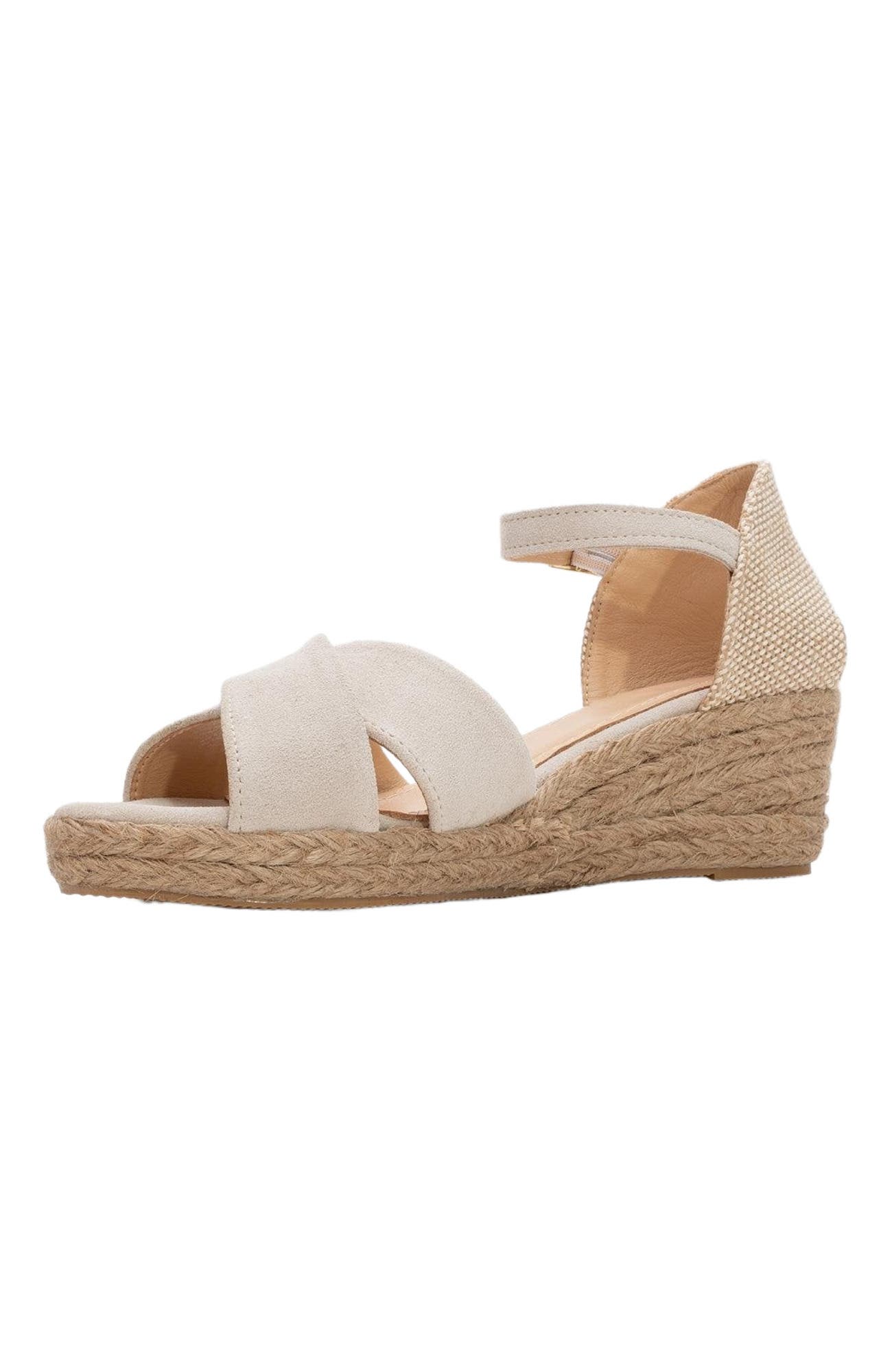 Forever & Always Shoes Miria Leather Platform Espadrille, Alternate, color, Beige Suede Leather