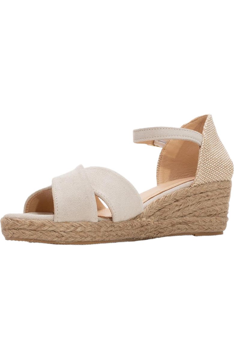Forever & Always Shoes Miria Leather Platform Espadrille, Alternate, color, Beige Suede Leather