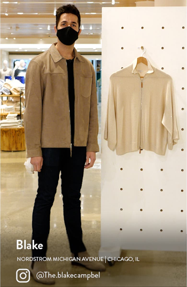 Zip Front Metallic Cashmere & Silk Blend Sweater Cape, sales video thumbnail