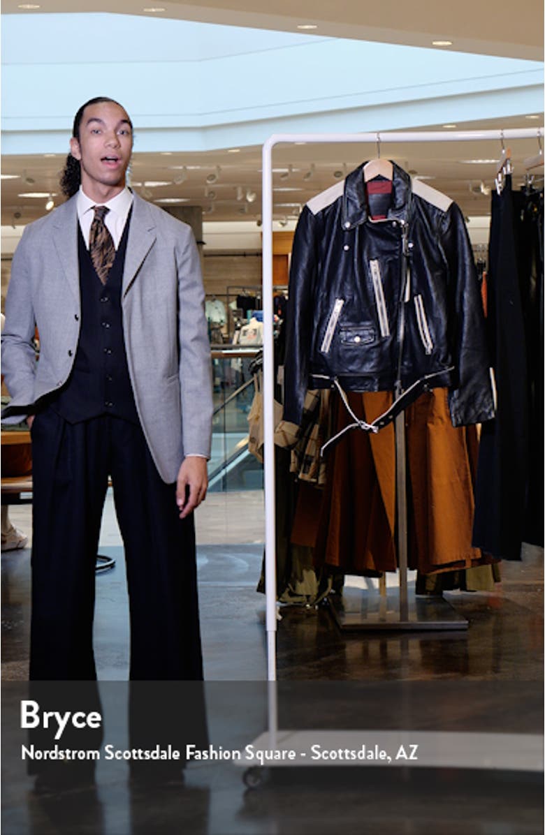 Dren Contrast Leather Biker Jacket, sales video thumbnail