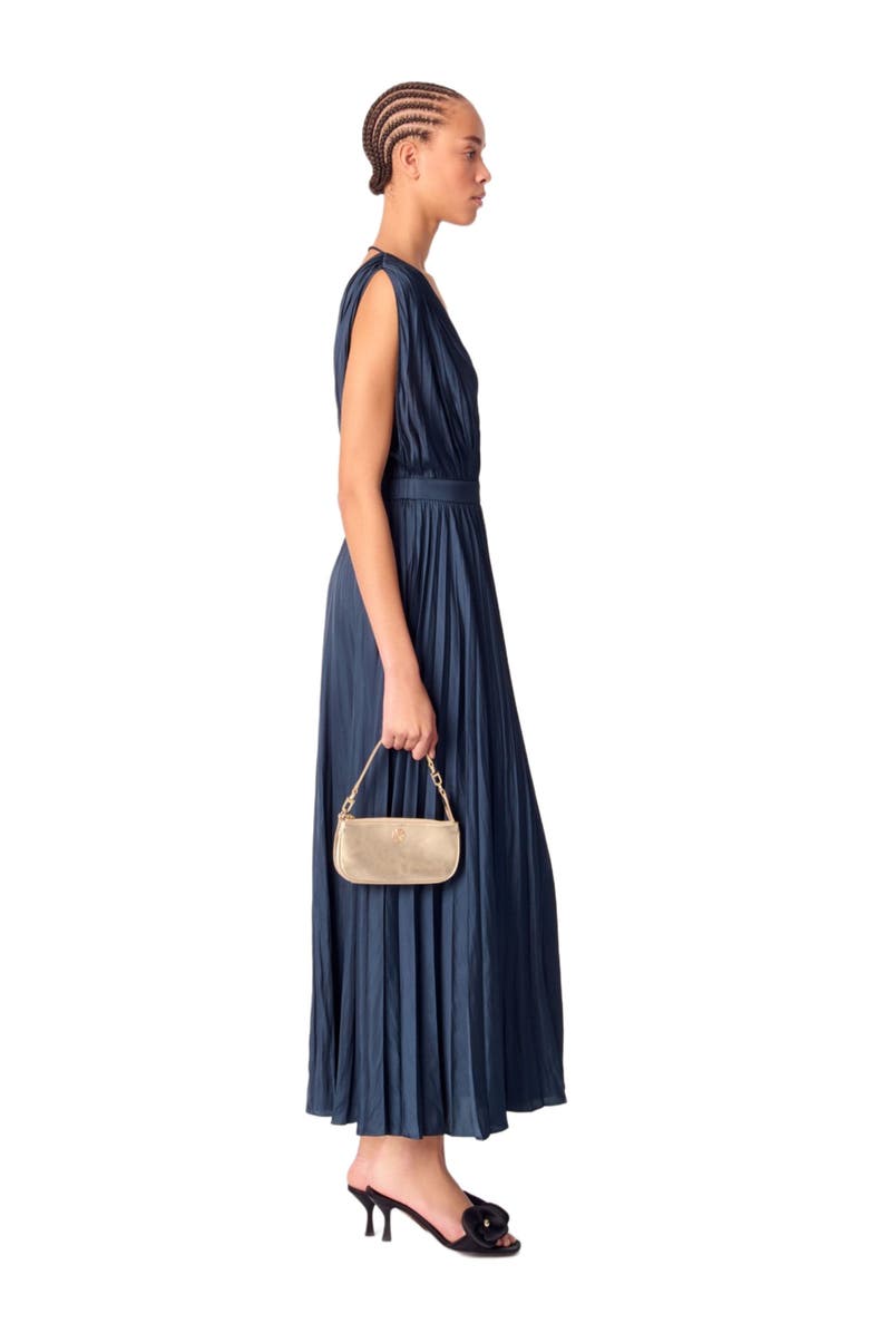 maje Pleated maxi dress, Alternate, color, Navy