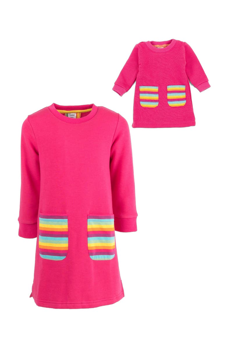 Leveret Girls Sweatshirt Dress with Matching Doll Dress, Alternate, color, Pink