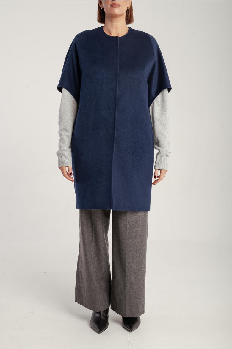 Cashmere Short Sleeve Crew Neck Coat, Main, color, Navy