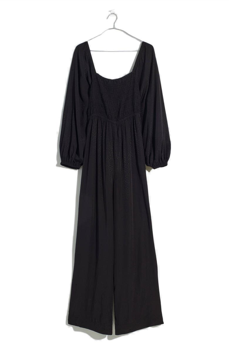 Madewell Lucie Star Jacquard Tie Back Long Sleeve Jumpsuit, Alternate, color, 