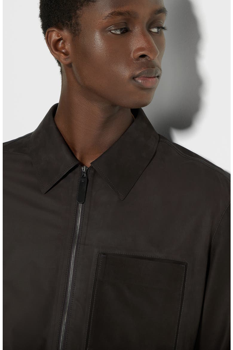 SECONDSKIN Nubuck Overshirt, Alternate, color, DARK BROWN