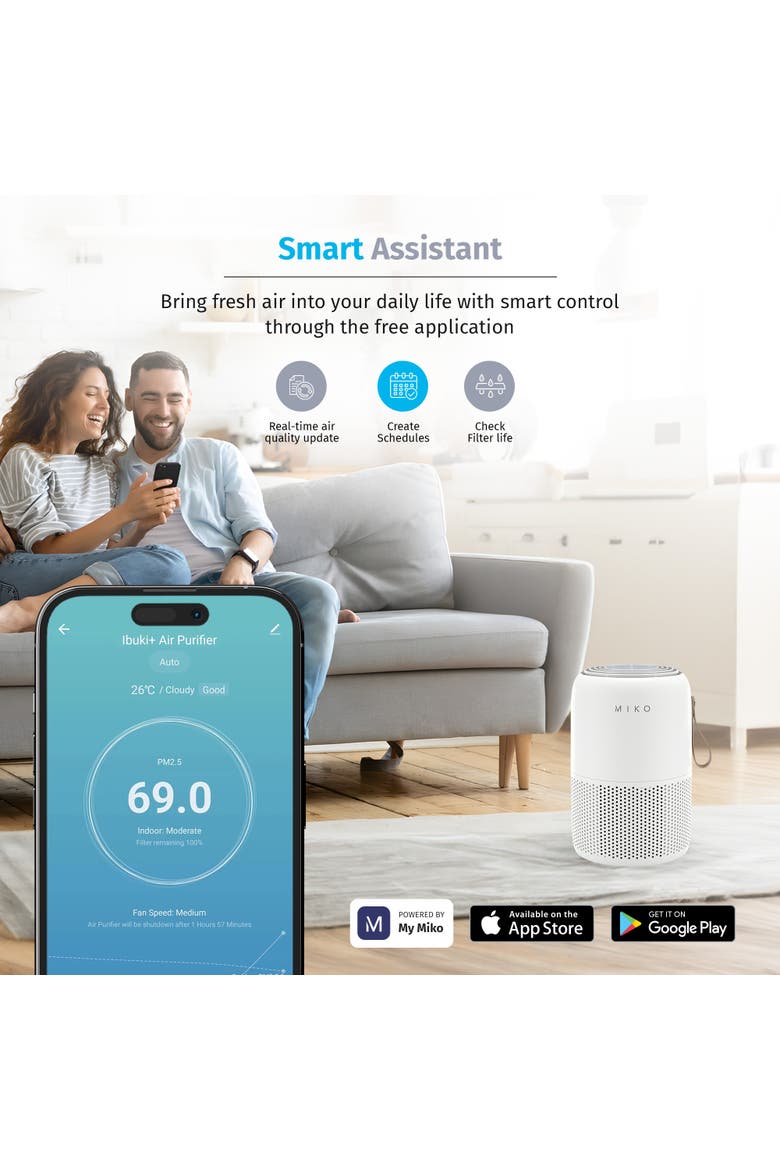 Smart True HEPA Air Purifier with App Control - Covers up to 770 Sq. Ft., Alternate, color, White
