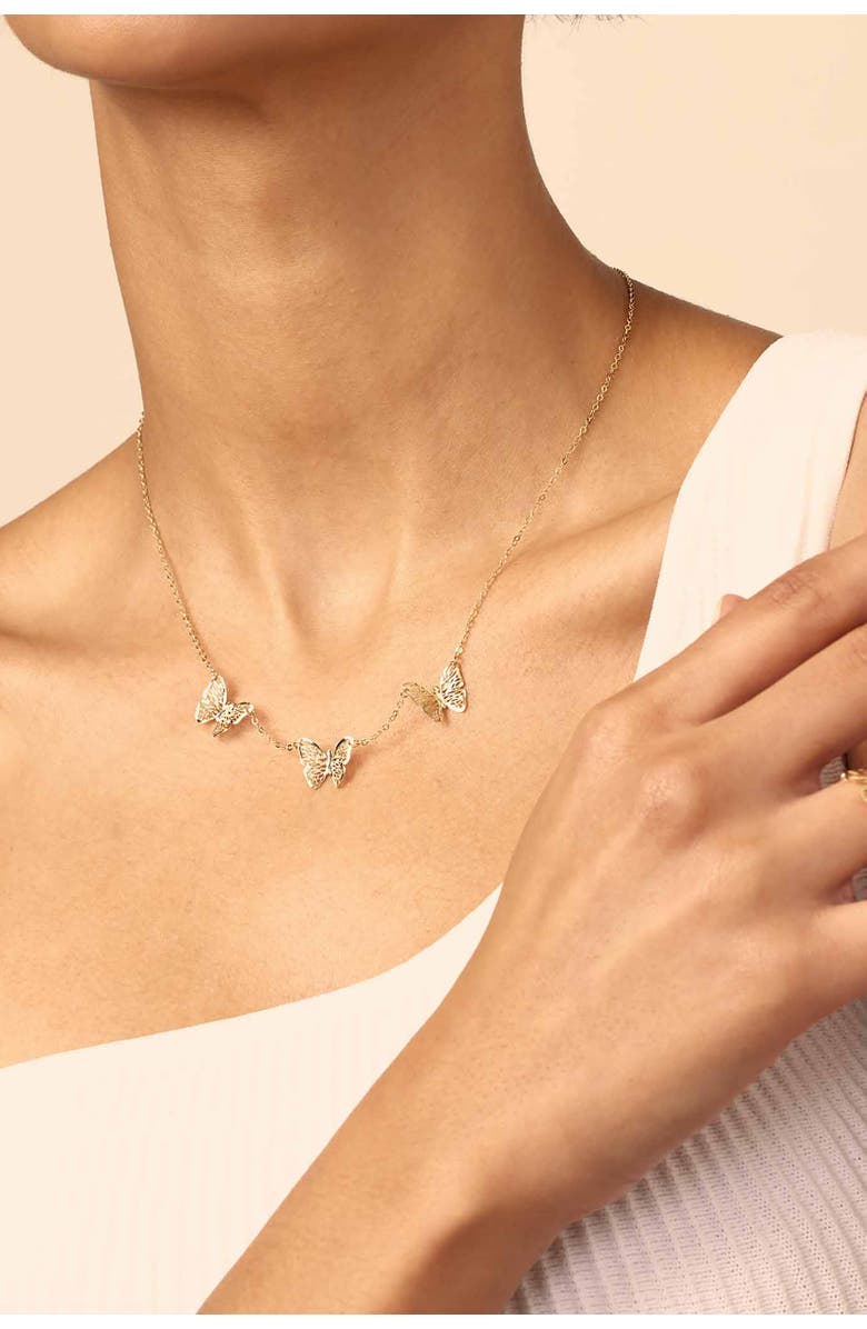 Oradina 14K Yellow Gold Social Butterfly Necklace, Alternate, color, Yellow Gold