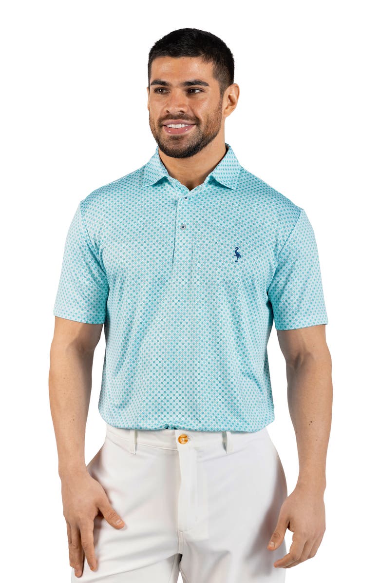 TailorByrd Geometric Floral Print Performance Polo, Alternate, color, Spearmint