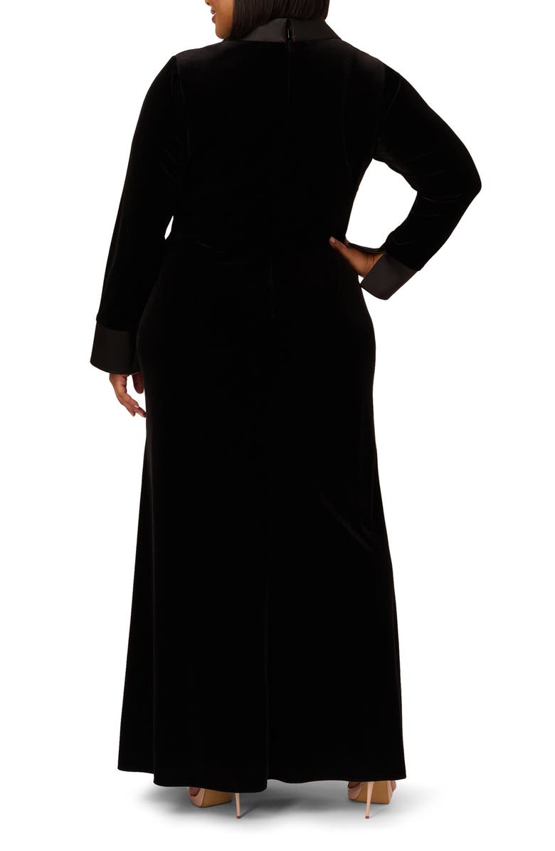 Adrianna Papell Long Sleeve Tux Velvet Gown, Alternate, color, 