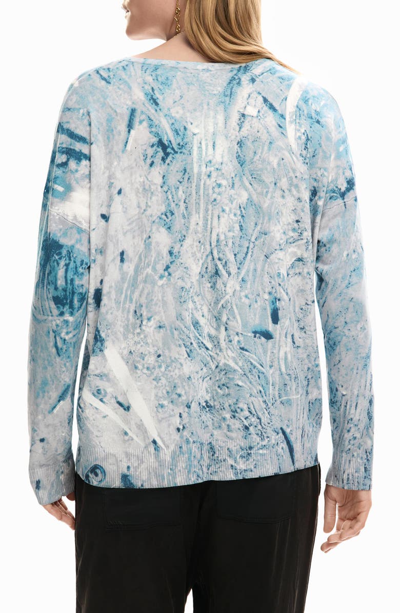 Desigual Abstract Print Sweater, Alternate, color, Blue