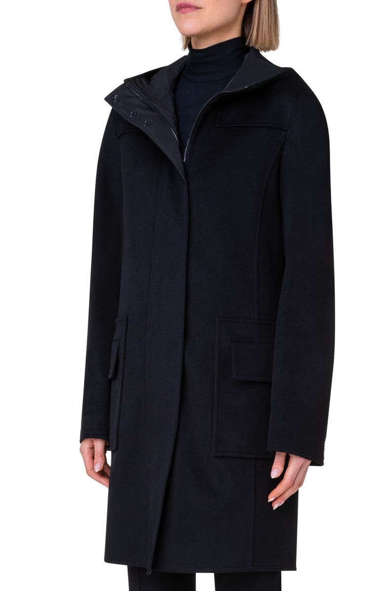 Akris punto Wool Duffle Coat, Alternate, color, 009 Black