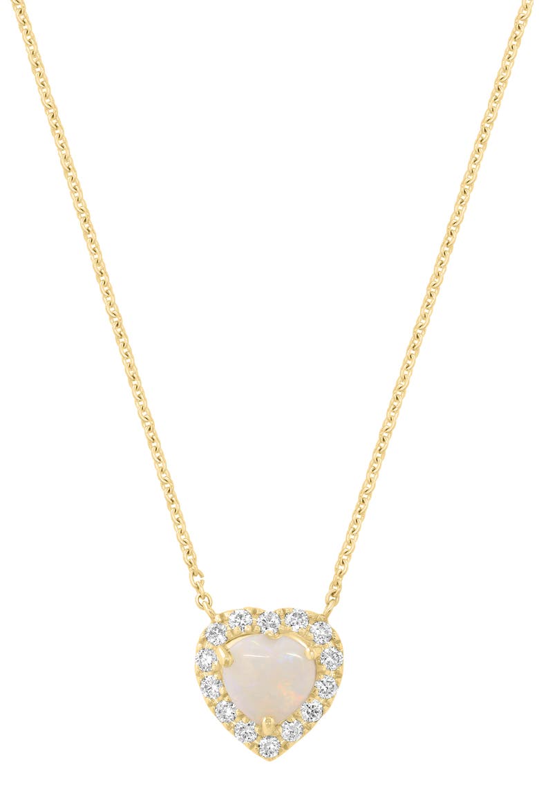 Opal Heart & Diamond Halo Pendant Necklace, Alternate, color, WHITE