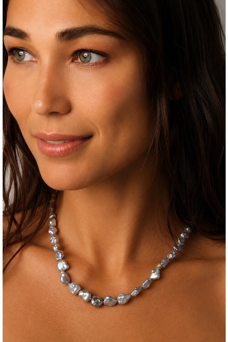 14K Keshi Pearl Necklace, Alternate, color, Grey Pearl