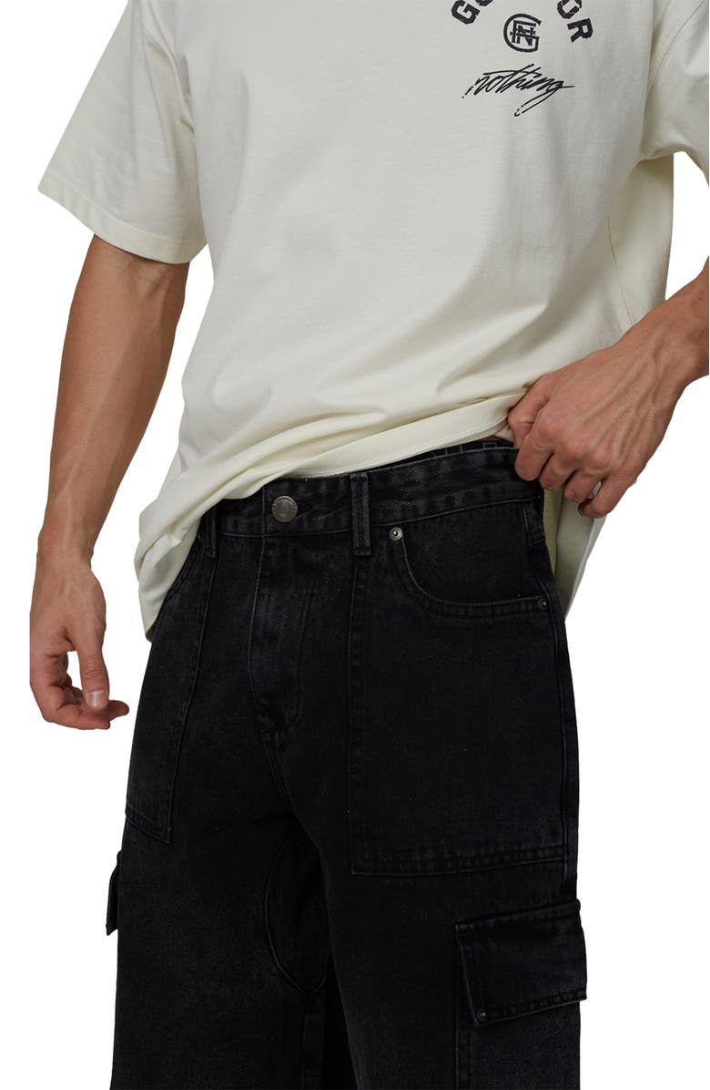 Good For Nothing Cargo Denim Shorts, Alternate, color, Black