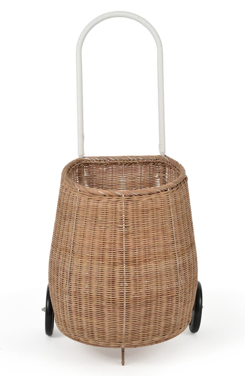 Olli Ella Luggy Natural Rattan Wheeled Basket, Main, color,